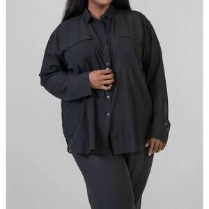 NEW NOUVELLE / SILK95FIVE monte carlo chiffon shirt - plus in black